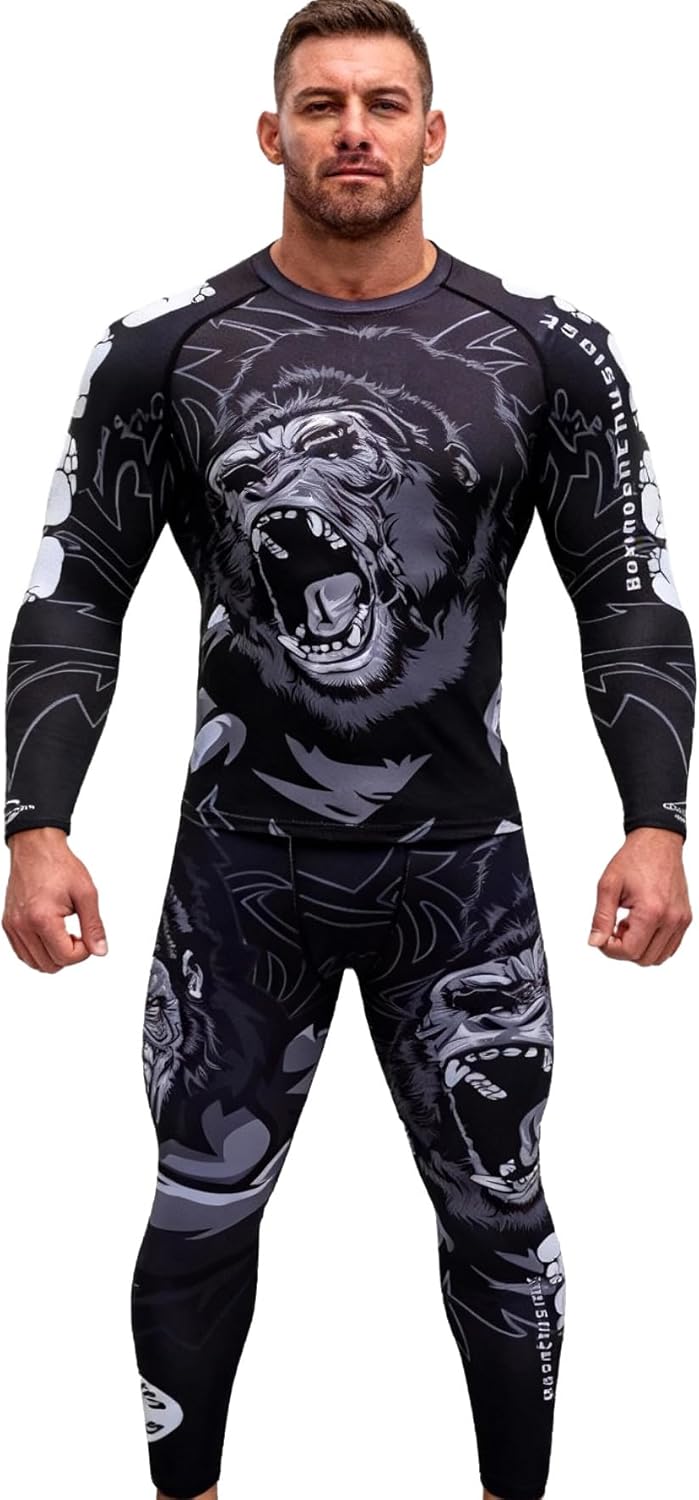 Cody Lundin Men's Compression Long-Sleeved T-Shirt Trousers Athletic Base Layer Cool Dry Workout Fitness Set Slim Body Shaper
