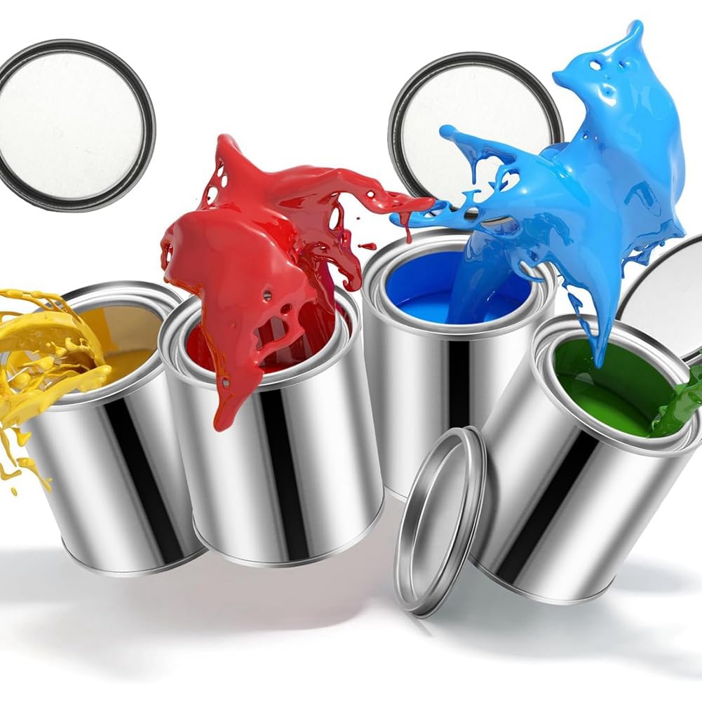 Paquete de 16 latas de pintura de metal vacías sin forro de 0.84 pintas con tapas, latas de pintura pequeñas, cubos de pintura multiusos