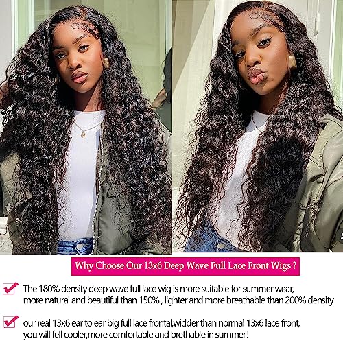 30Inch Full Lace Deep Wave Wigs Human Hair 13X6 Lace Front Wigs 180% Density Hd Lace Full Frontal Wigs Human Hair Deep Wave Lace Front Wig Human Hair Pre Plucked Curly Wig Human Hair For Black Women #TOP4