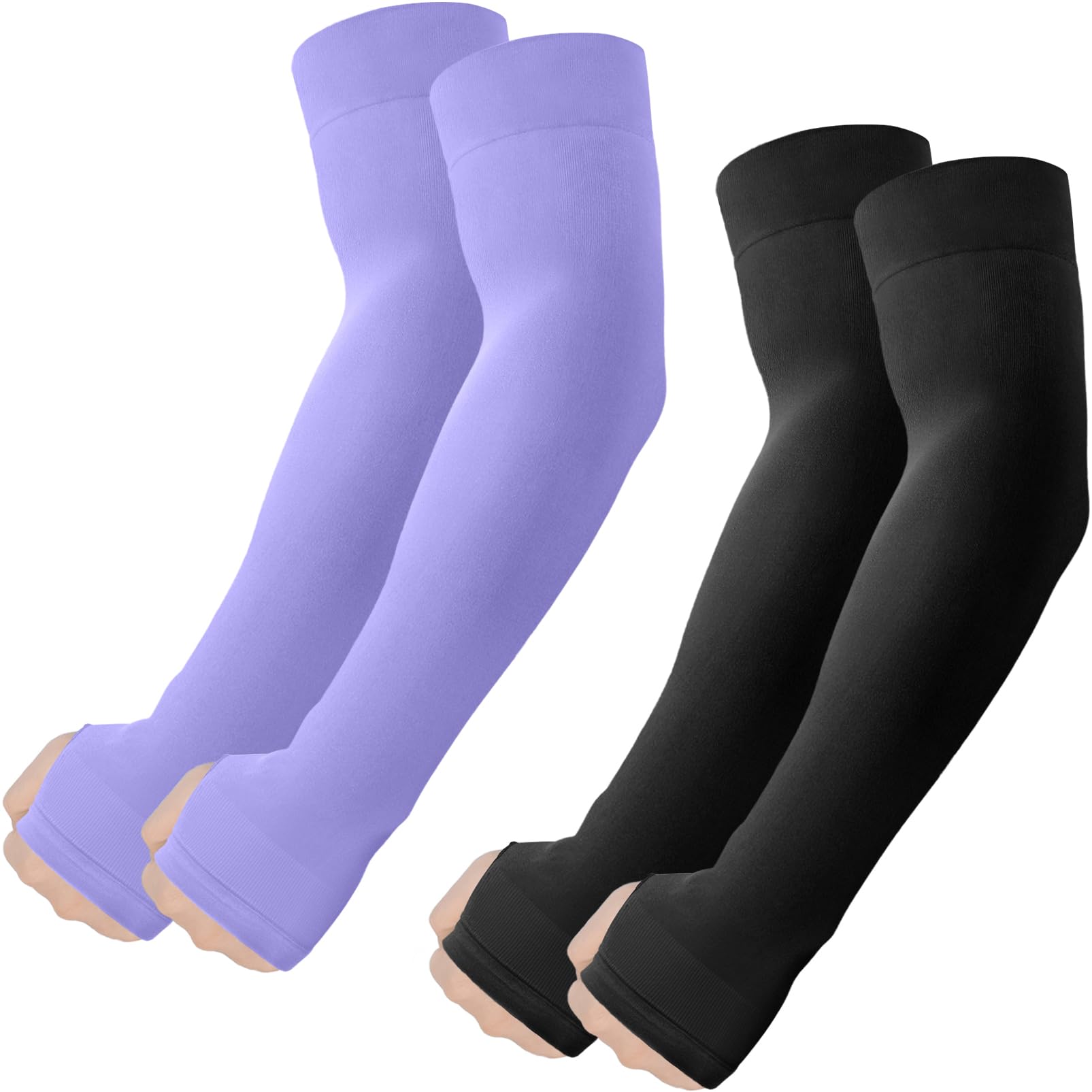 ROXUN Arm Sleeves with Thumb Hole, Cooling UV Protection Compression Tattoo Cover Up for Men/Women