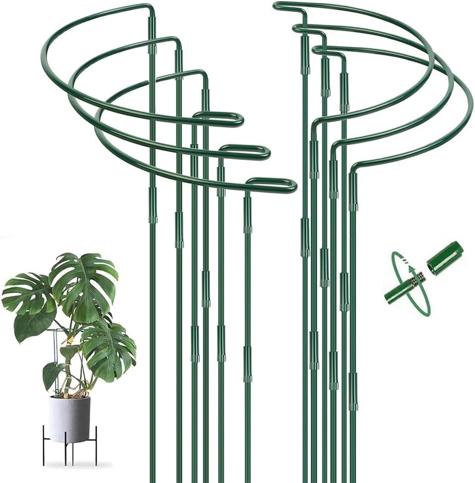 Qaziuy Pflanzenstützen 25x60cm - 8 Stück Metall Pflanzenhalter Rund