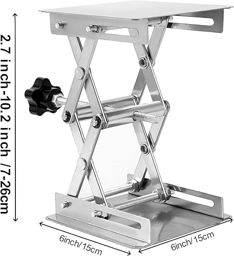 Miniatura 2 de ZOENHOU Plataforma de elevación de acero inoxidable con rueda negra, 2 unidades, 6 x 6 pulgadas, expansible de 2.756 in a 10.236 in, plataforma de