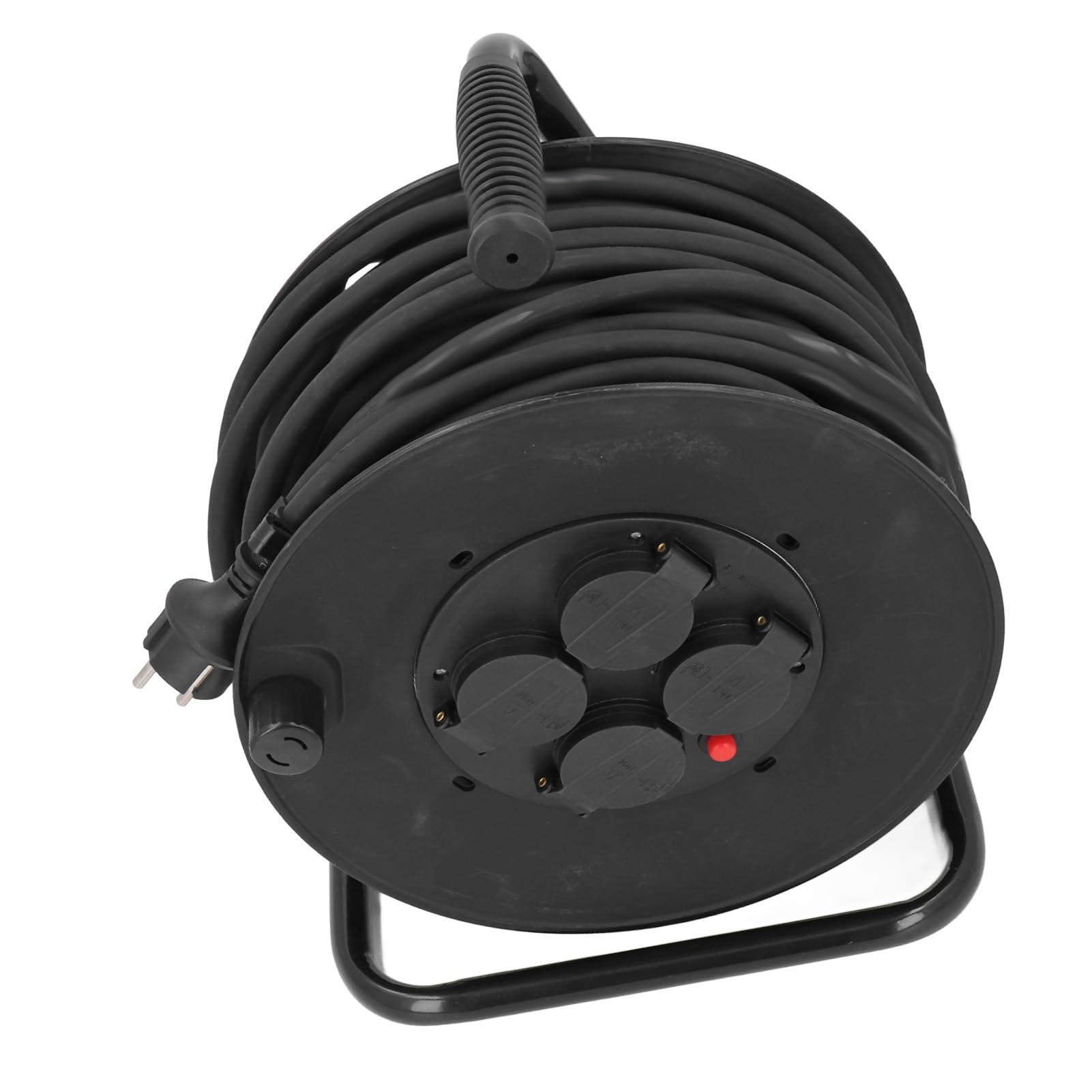 FTVOGUE Bęben na Kabel Zewnętrzny Bęben na Przewód Przedłużający ze Stali Nierdzewnej i Powłoki PP 35 M H05RR F mm² 4 Gniazda IP44 Wodoodporny Do Warsztatu Garażowego Do Użytku w Ogrodzie