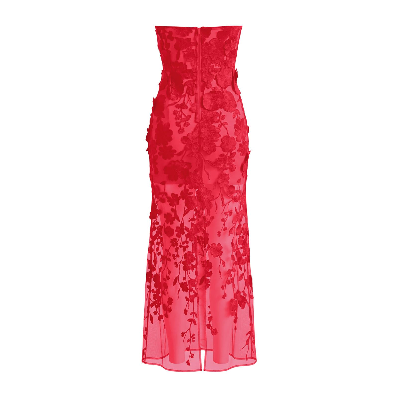 Vestido Ajustado Informal de Verano con Tres Apliques Florales y Vestido de Fiesta sin Tirantes