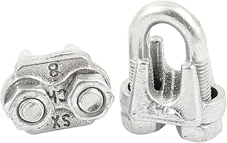 Aexit 2pcs Silver Fall Protection Tone Metal 12mm Cable Wire Rope Clamp Clip U Bolt Restraint Ropes & Lanyards Saddle Fastener