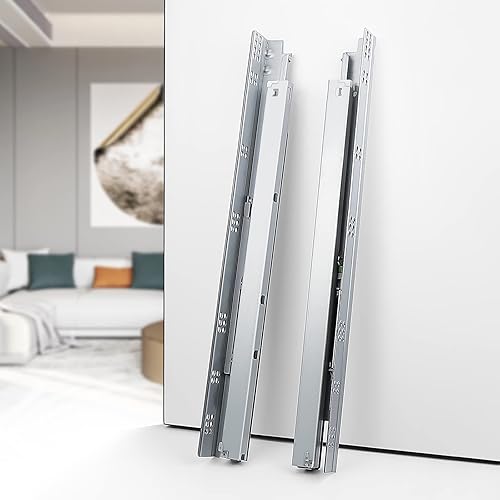 Miniatura 10 de knobelite 10 pares de correderas de cajón de 18 pulgadas, rieles de cajón de extensión completa de cierre suave, corredores de cajones ocultos,