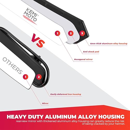Miniatura 2 de KEMIMOTO Espejo retrovisor UTV de 15 pulgadas con abrazaderas ajustables para barras de 1.65 a 2 pulgadas, compatible con modelos Polaris RZR