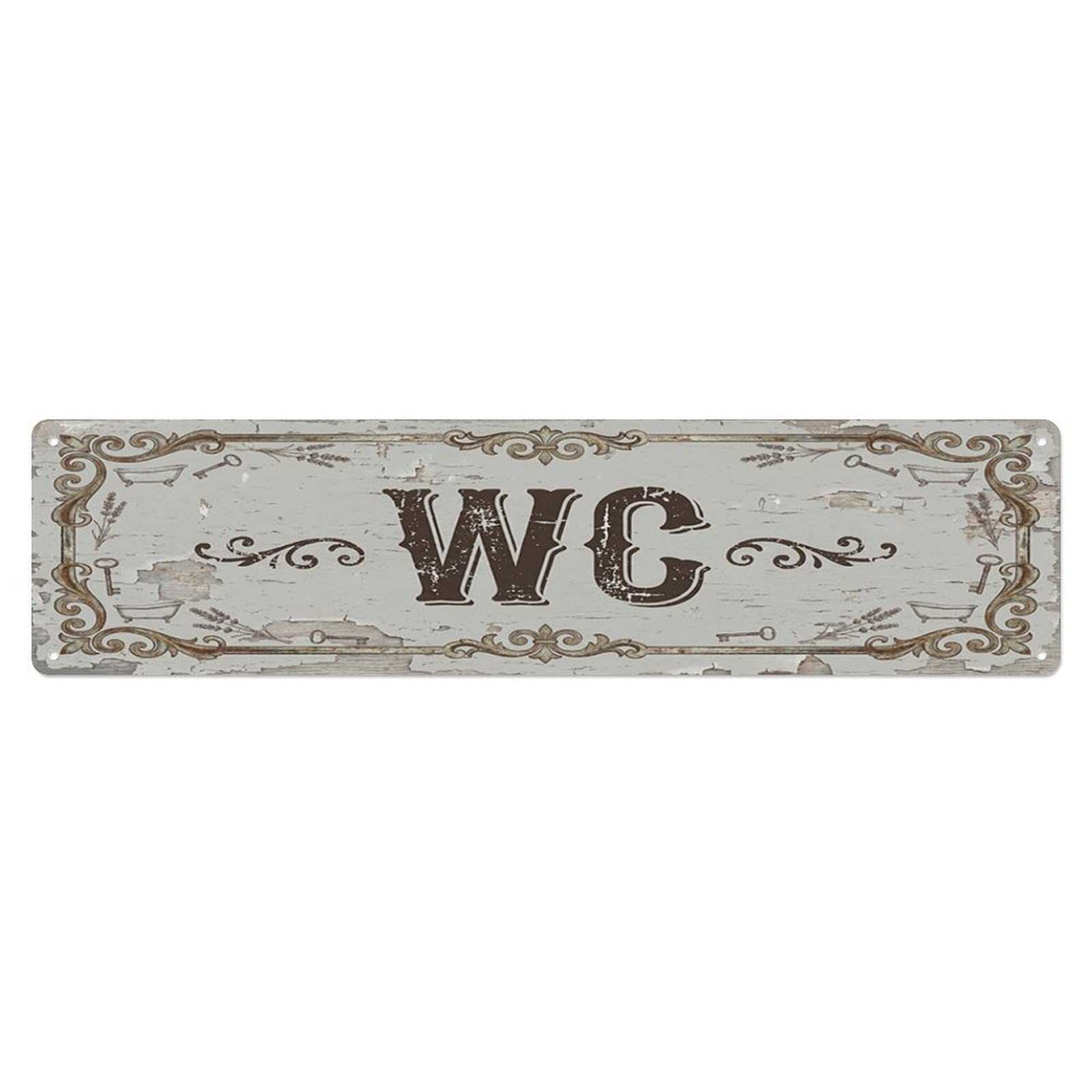 Shabby Cozy Hotel Facility Toilet(WC) Door Metal Tin Skinny Sign Plaque Wall Decor for Cafe, Club Bar, Office, Home Garden Metal Poster 4x16Inch