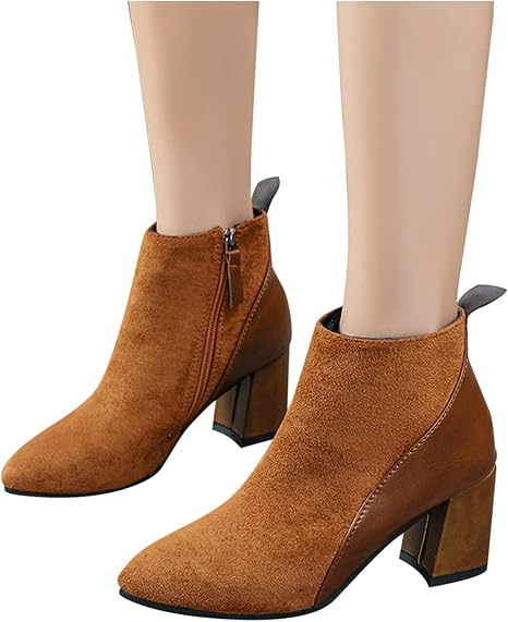 Dasongff Stivaletti corti da donna con tacco a blocco, stivali invernali da  donna piatti, impermeabili, classici, da cowboy, antiscivolo, stivaletti da  equitazione : Amazon.it: Scarpe e borse
