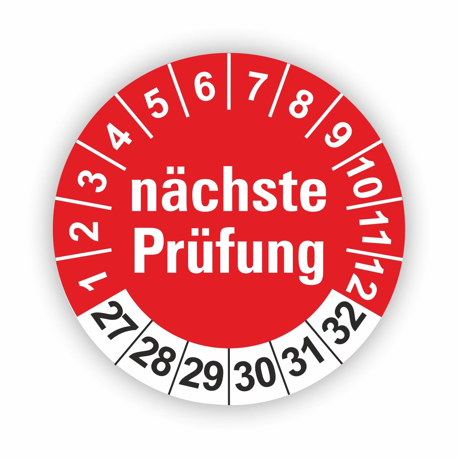 Hochwertige Prüfetiketten NÄCHSTE PRÜFUNG Ø 20mm - Selbstklebende PVC-Folie - Wartungsetiketten für Prüfung - Prüfplakette für Prüfungsnachweis (500 Stück)