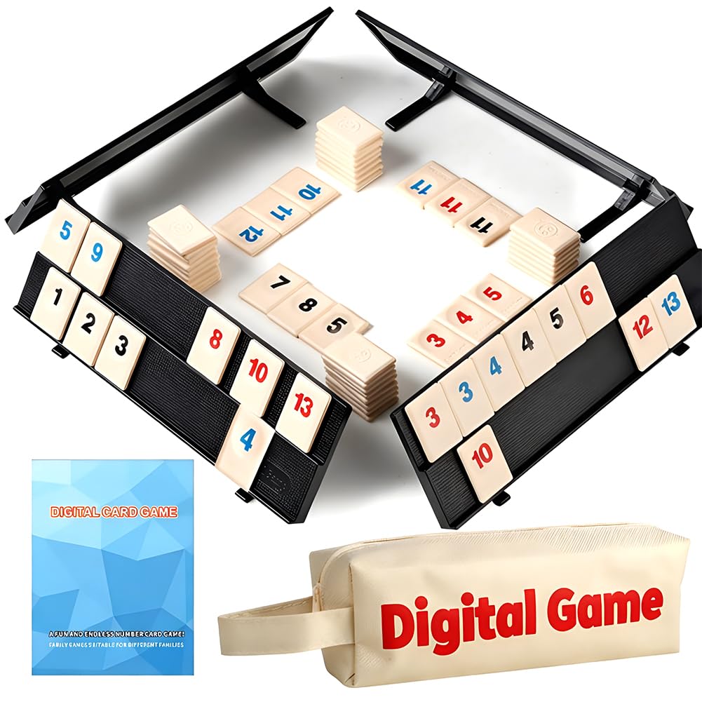 Classic Mini Rummy Game Set, Rummy Cup Board Game with 4 Exclusive, Collapsible Game Stands in an Extremely Durable Travel Bag, Board Games for Adults, Family Birthday Party