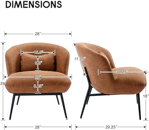 Miniatura 2 de DUOMAY Silla decorativa moderna, tapizada de sherpa, sofá individual Boucle con almohada lumbar, patas de metal, silla para sala de estar,