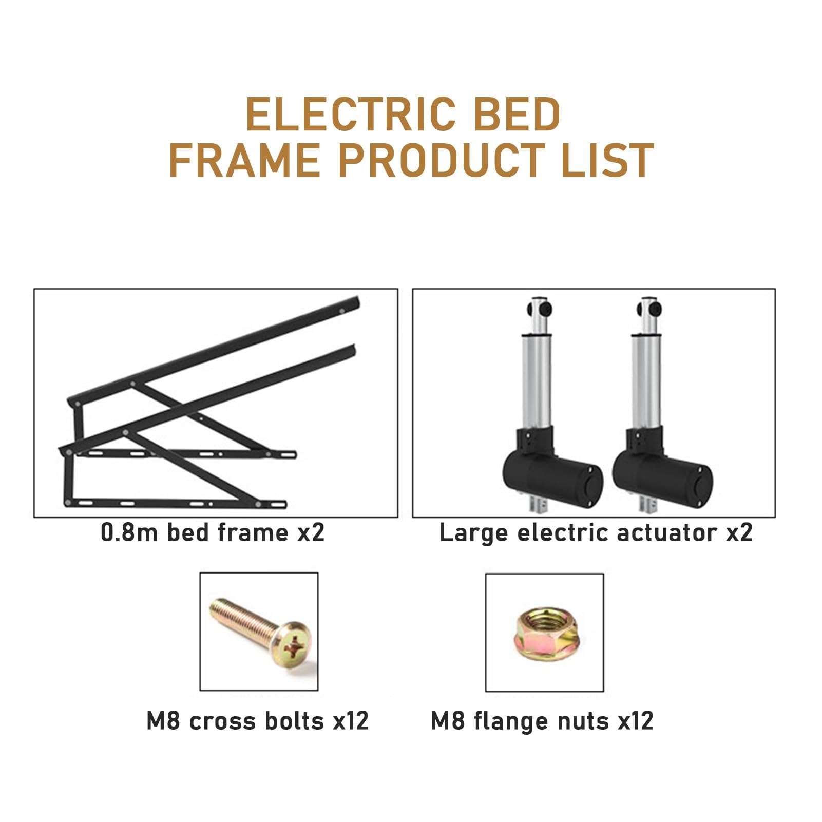 Mecanismo eléctrico de elevación Cama Acero con Control Remoto, Kit 2 puntales Resorte Gas Alta Resistencia hidráulico for Caja Almacenamiento y Bases diván muelles(Black,80cm)