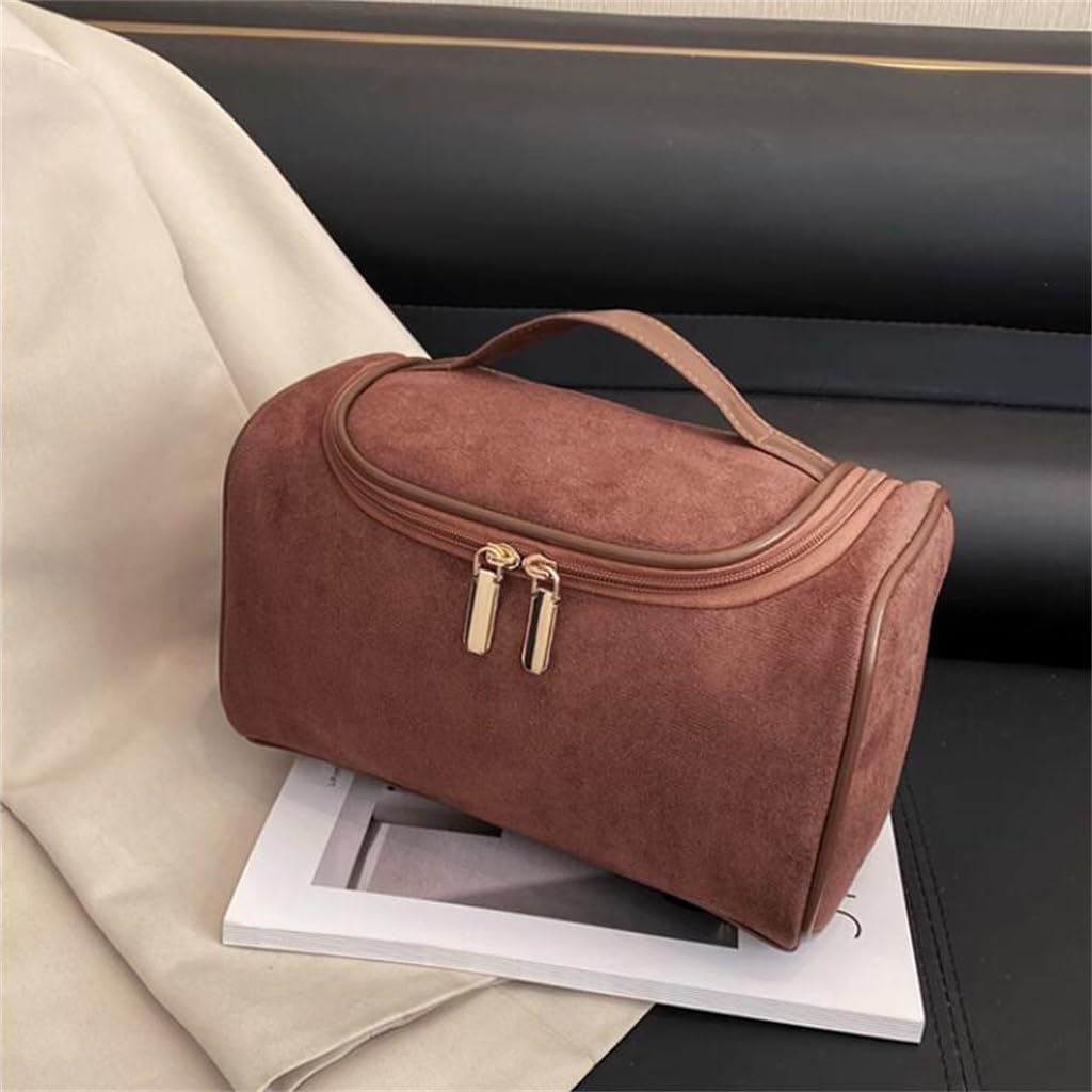 Retro Makeup Bag Women's Portable Large Capacity Flap Square Extra Skin Care Product Storage Washing image 3