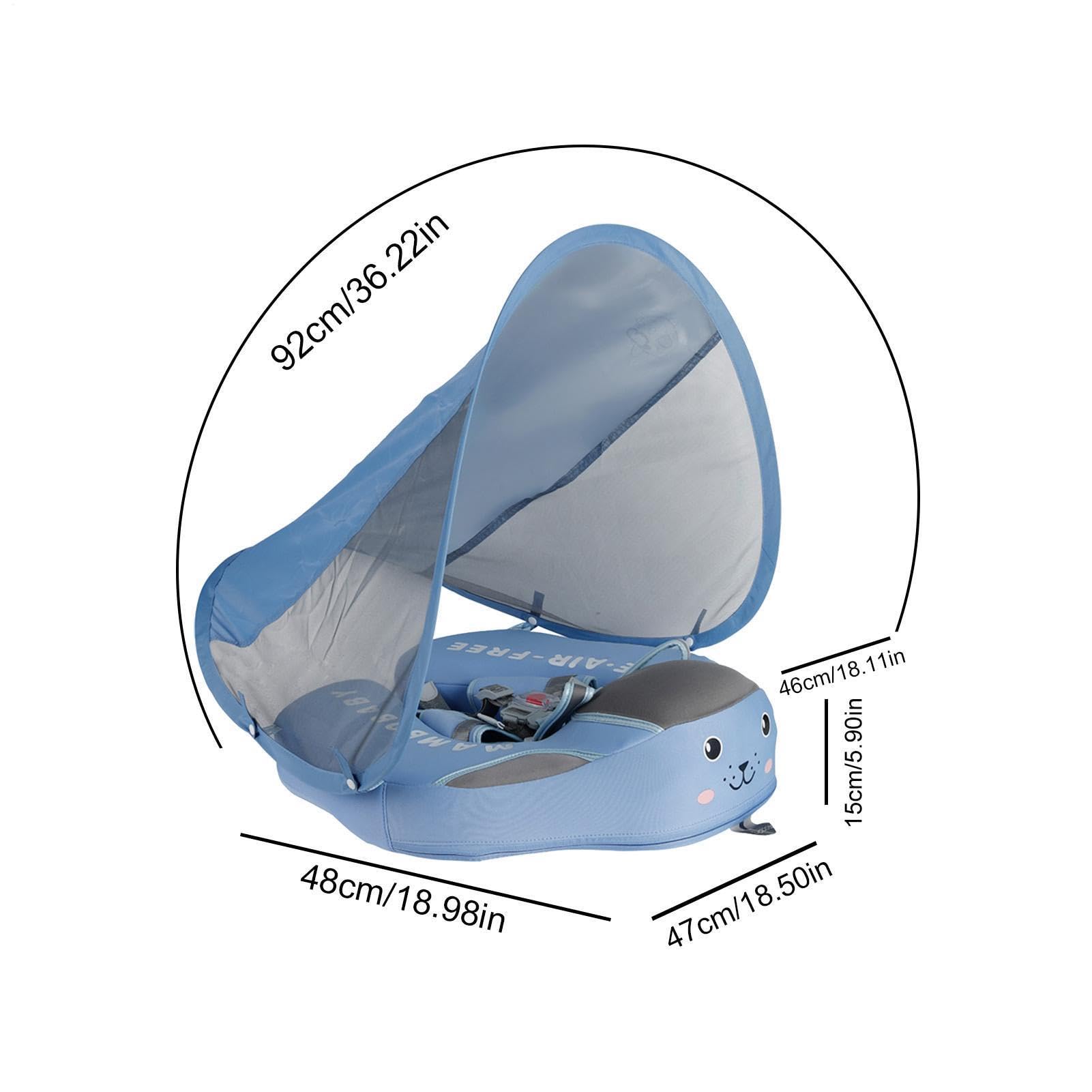 Babys Schwimmring Mit Abnehmbarem Sonnendach,Babys Schwimmtrainer Ab 3 Mon | Mit Verstellbare Schultergurte, Schwimmhilfe Mit UPF50+ Sonnenschutz, Kleinkinder Pool Schwimmring Für 3-36 Monate