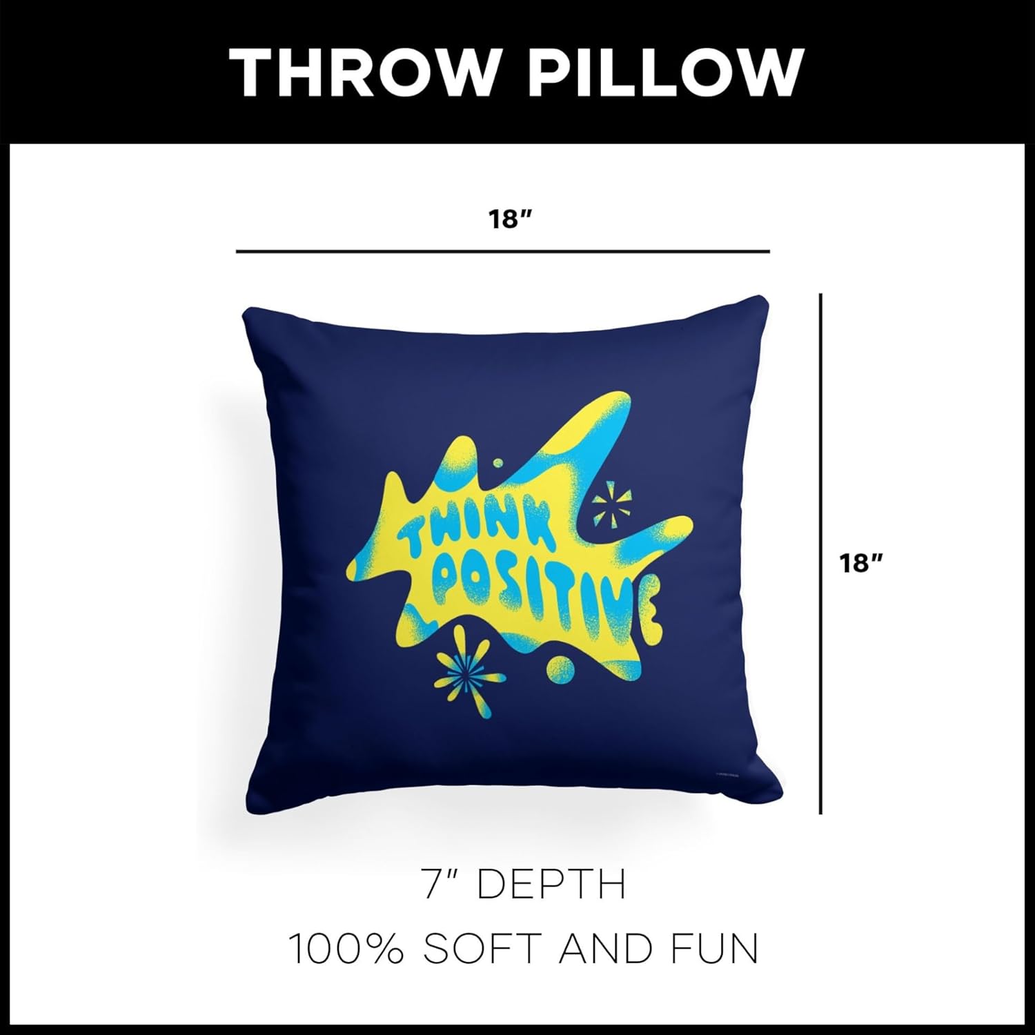 Northwest Inside Out Pillow, 18" x 18", Disney Inside Out Pillow, 18" x 18", Think Positive - Perfect for Any Bedroom or Playroom Décor