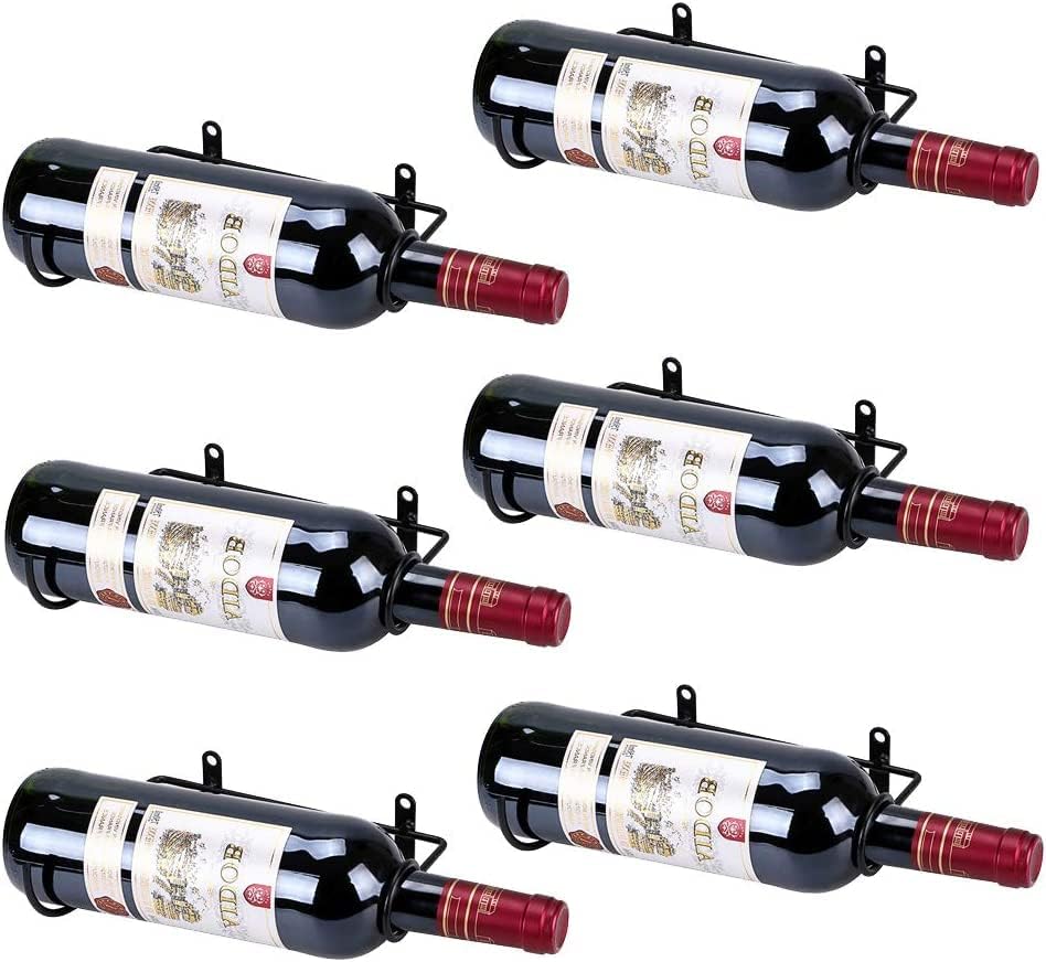 Craft Capital Set of 6 Wall Mounted Wine Rack Holders - Metal Wine Bottle Display Holder with Hardware, Wall Hanging Red Wine Bottle Organizer Racks for Storage Beverages/Liquor Bottle (Right)-image-16