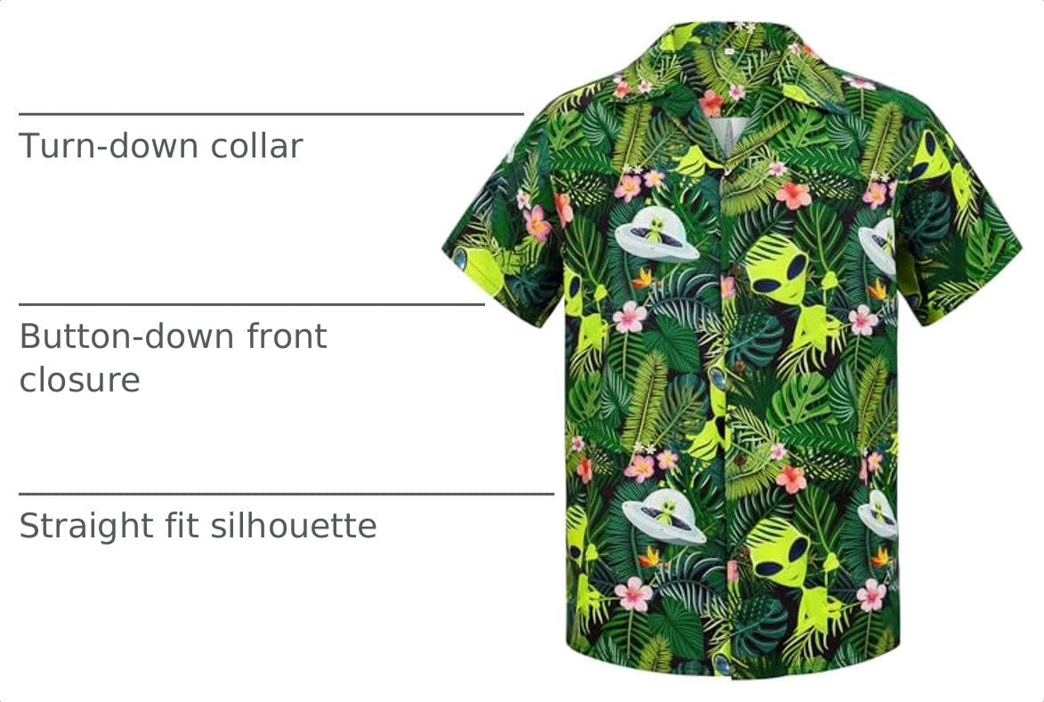 American Trends Men's Hawaiian Shirt Short Sleeve Printed Button Down image 4
