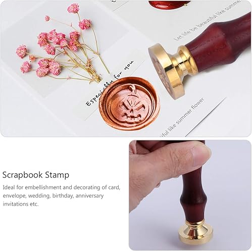 Miniatura 5 de EXCEART Sello de cera de esqueleto de calabaza de Halloween, sobre de bricolaje, diario, álbum de recortes (rojo oscuro)