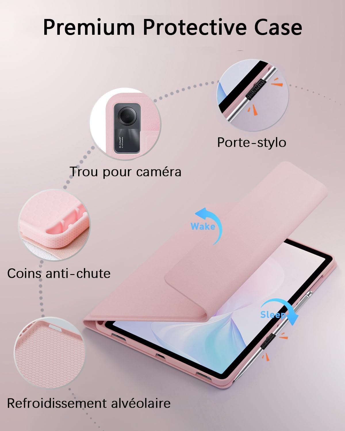 pour Xiaomi Redmi Pad 2 (2025) 11 Pouces/Xiaomi Redmi Pad SE (2023) 11 Pouces Coque Étui avec Bluetooth sans Fil Français (AZERTY) Clavier Rétroéclairé Et Souris Protection Backlight Keyboard Case