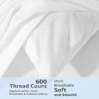 Vista 6 de Shilucheng - Funda de edredón de tamaño completo 100% algodón, 600 hilos, tejido de satén de lujo de algodón egipcio, con cierre de cremallera