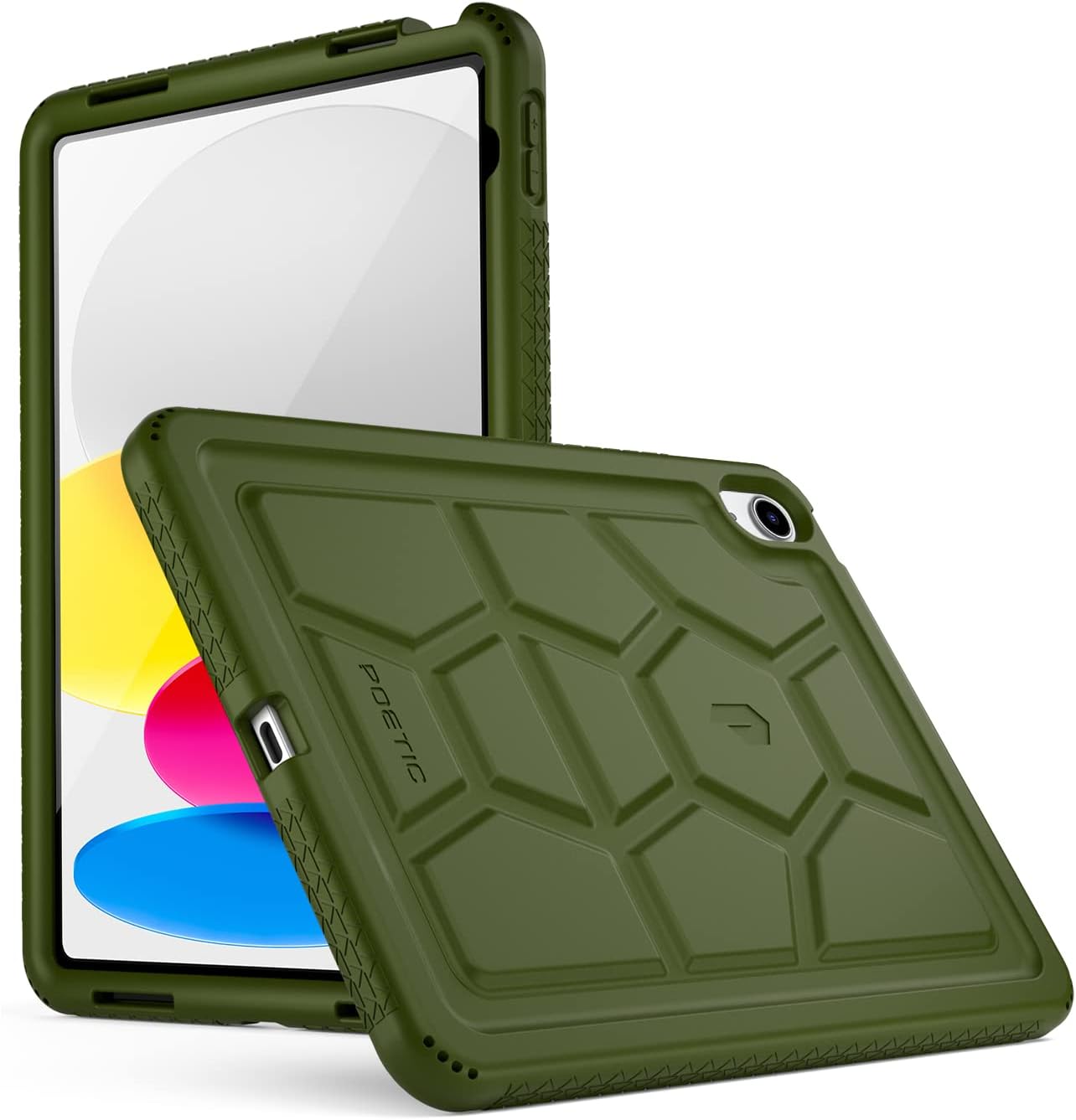 Poetic TurtleSkin case for New iPad (A16) 11th / 10th Generation (2025/2022), Heavy Duty Shockproof Kids Friendly Silicone Case Cover, Only Compatible with New iPad 11/10.9 Inch, Military Green