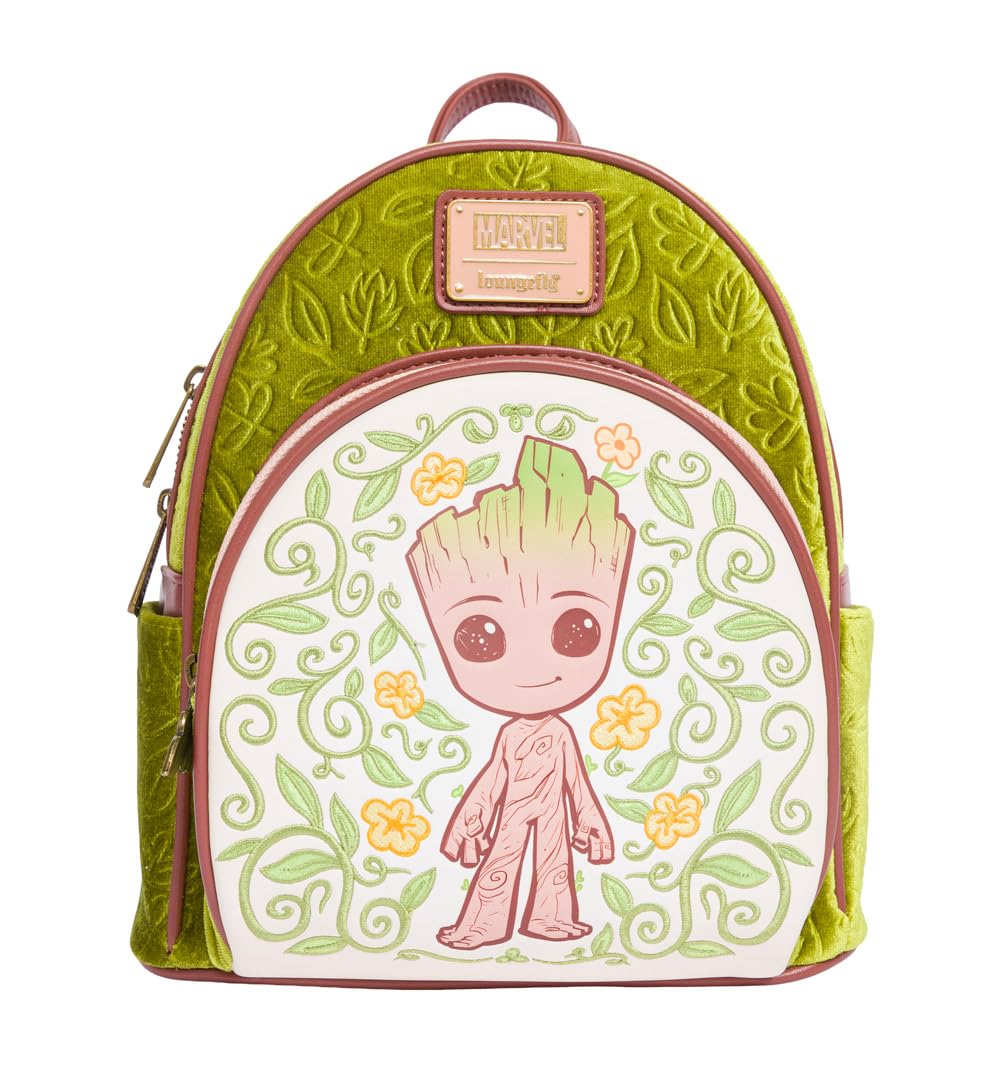 Loungefly Backpacks Marvel Guardians of The Galaxy Groot Floral Velvet Mini Backpack Green