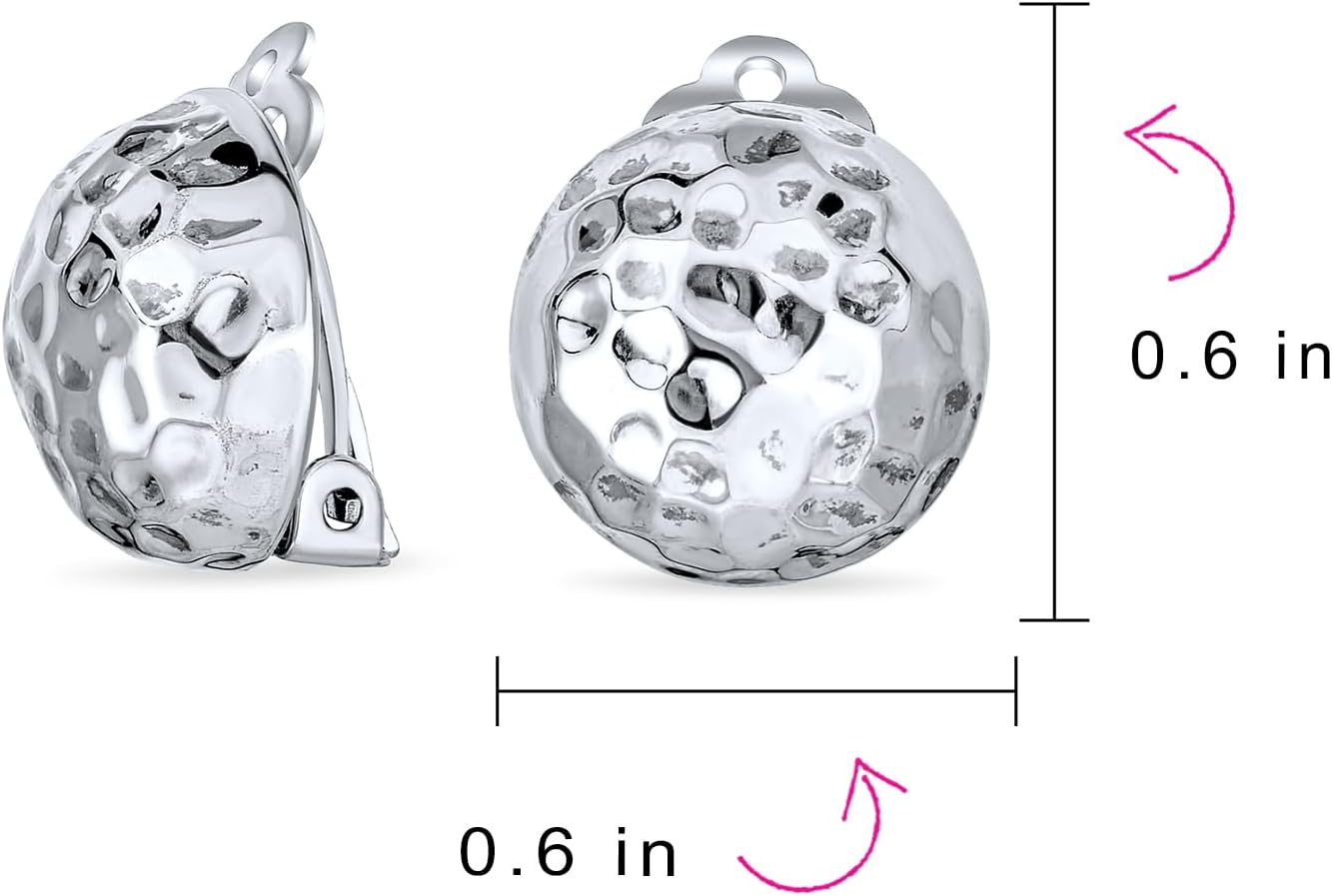 Simple Basic Button Style Half Oval Round Ball Round Dome Clip On Earrings For Women Non Pierced Ears 14K Gold Plated Polished .925 Sterling Silver Alloy Clip - Image 4