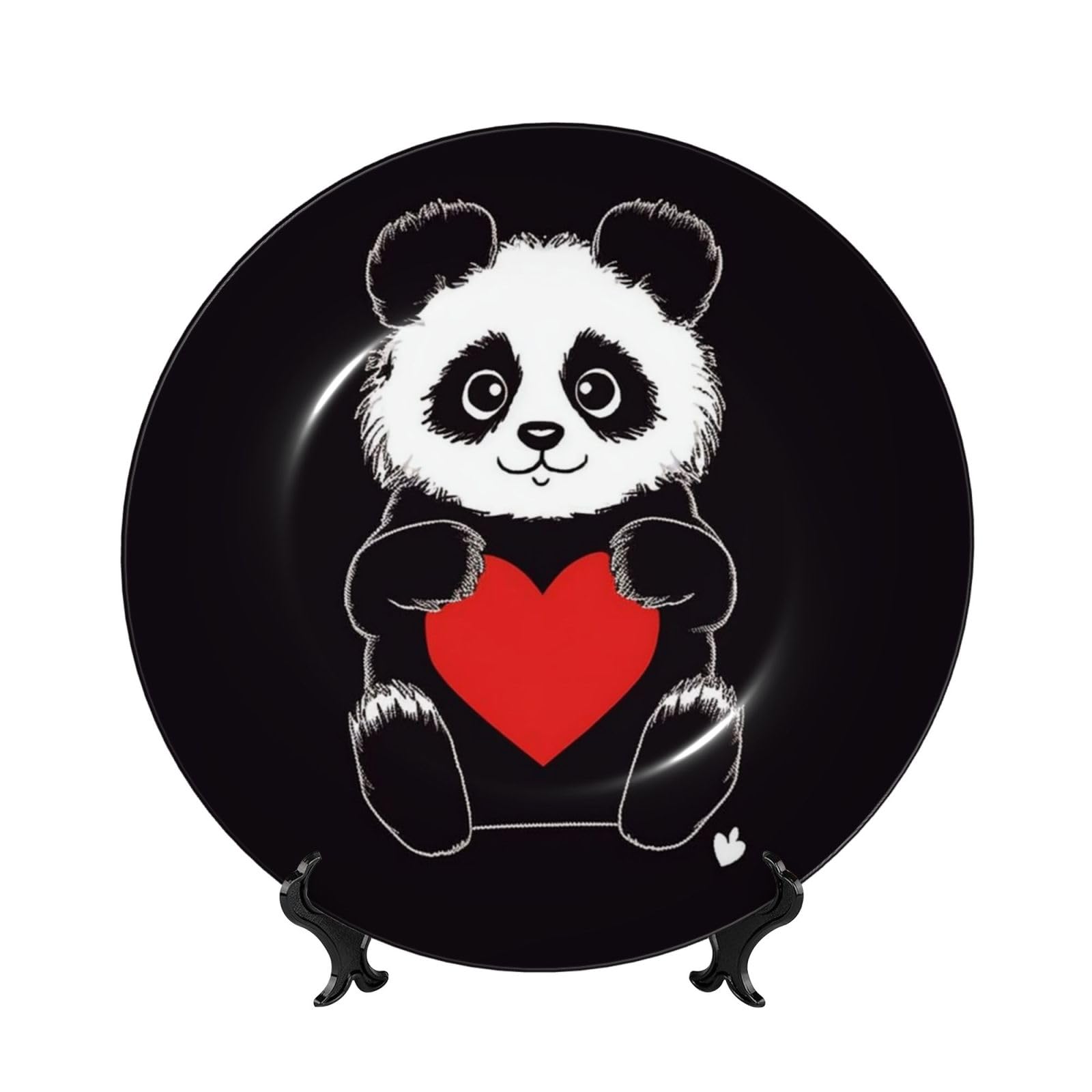 Panda tenant un coeur porcelaine anglaise decoration murale et ceramique bureau