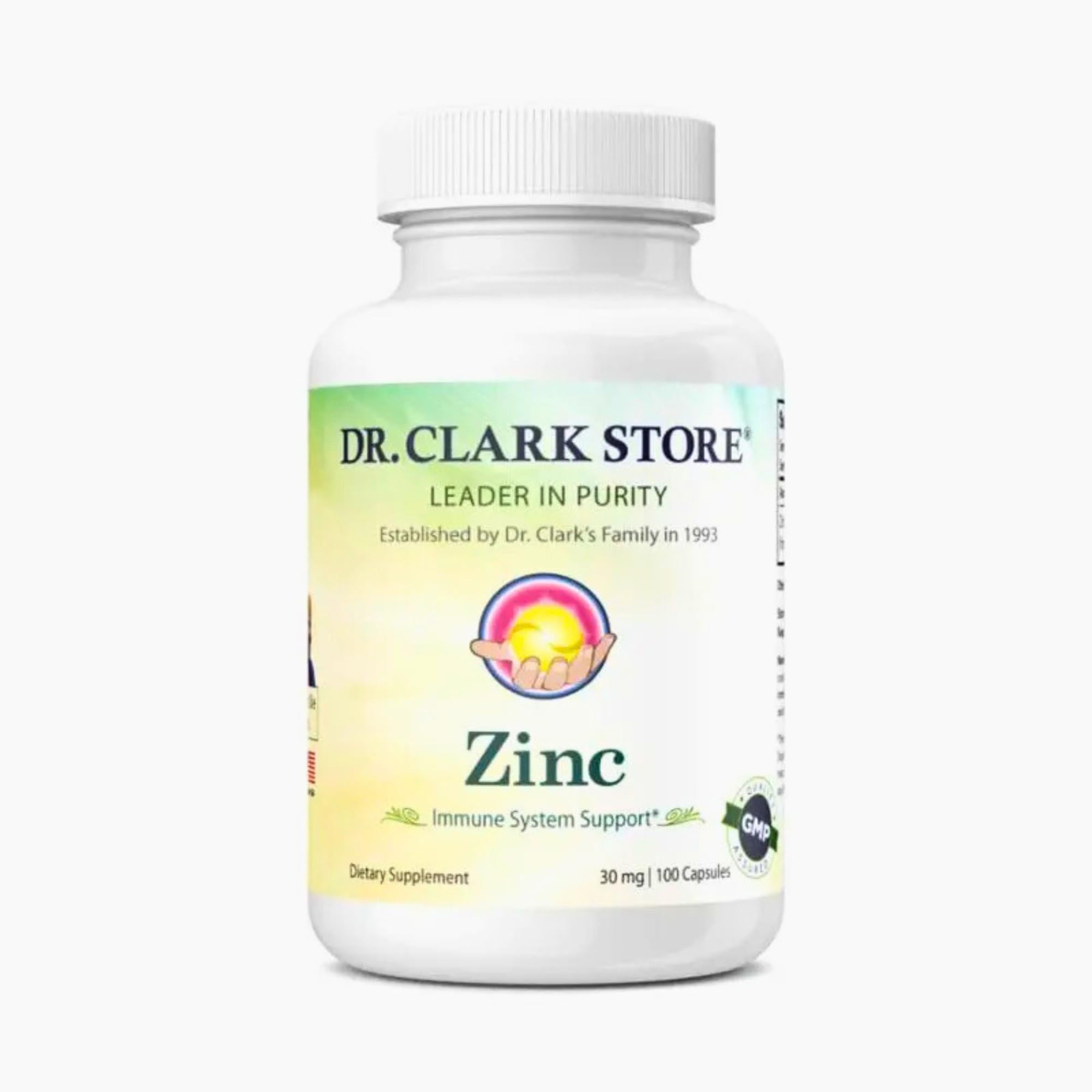Dr Clark Zinc Bisglycinate Supplement 30 mg – 100 Capsules – 30-Day Supply - Chelated Zinc – Daily Support for Skin, Eyes & Normal Immune Function – Non-GMO, Gluten-Free – Trusted Quality Since 1993