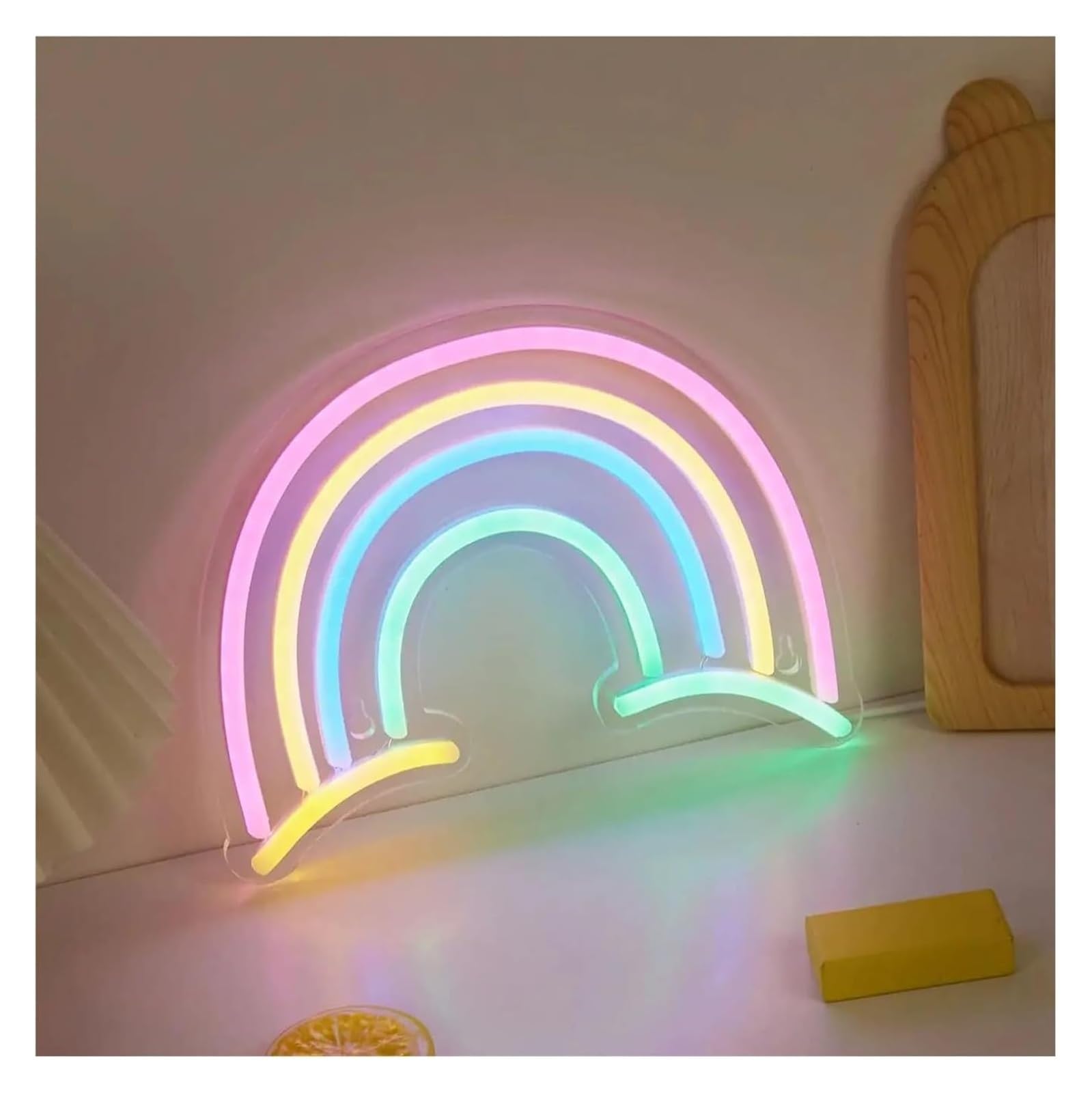Lampada da parete per insegne al neon arcobaleno, decorazione per camera letto, compleanno, 28,6x22 cm