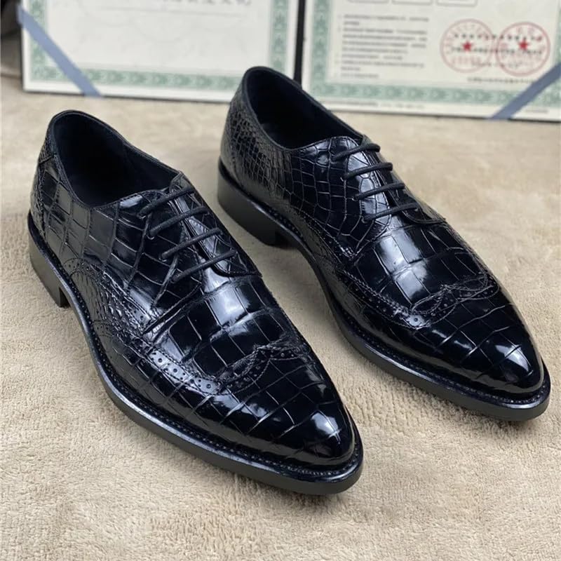 Authentic Crocodile Belly Skin Hand Stitched Businessmen Dress Shoes Genuine Alligator Leather Male Pointed Toe Brock Oxfords3