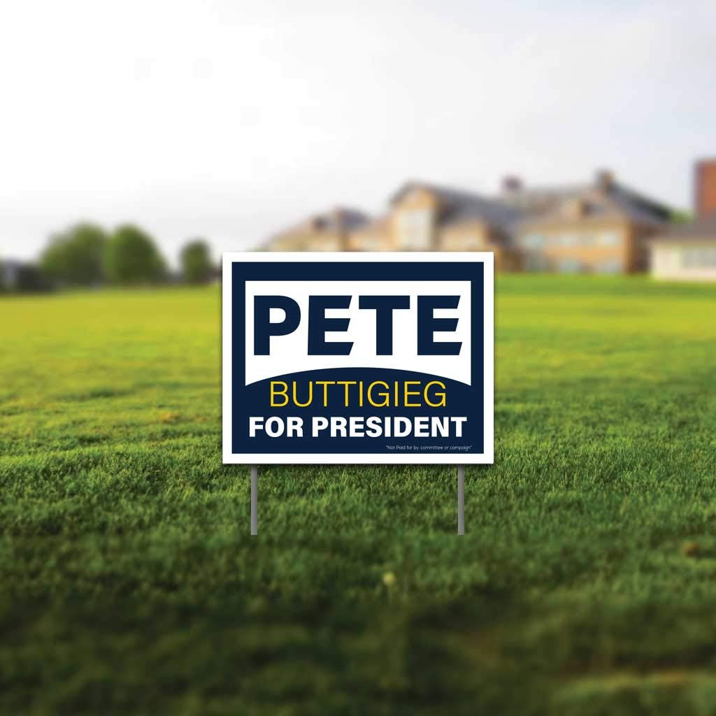 Pete Buttigieg 2020 Bundle, Includes 11 Inch x 14 Inch Yard Sign with Stakes, Pete Buttigieg 2020 Can Cooler and Pete 2020 Car Decal