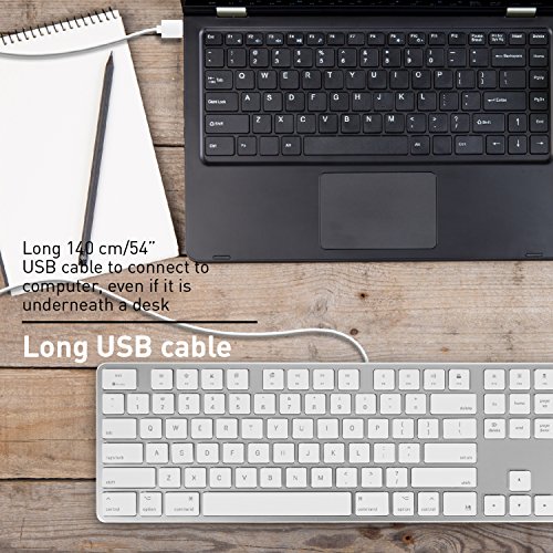 Macally Ultra-Slim Usb Wired Keyboard With Number Keypad For Apple Mac Pro, Macbook Pro/Air, Imac, Mac Mini, Laptop Computers, Windows Desktop Pc Laptops, Silver (Slimkeyproa) #TOP7