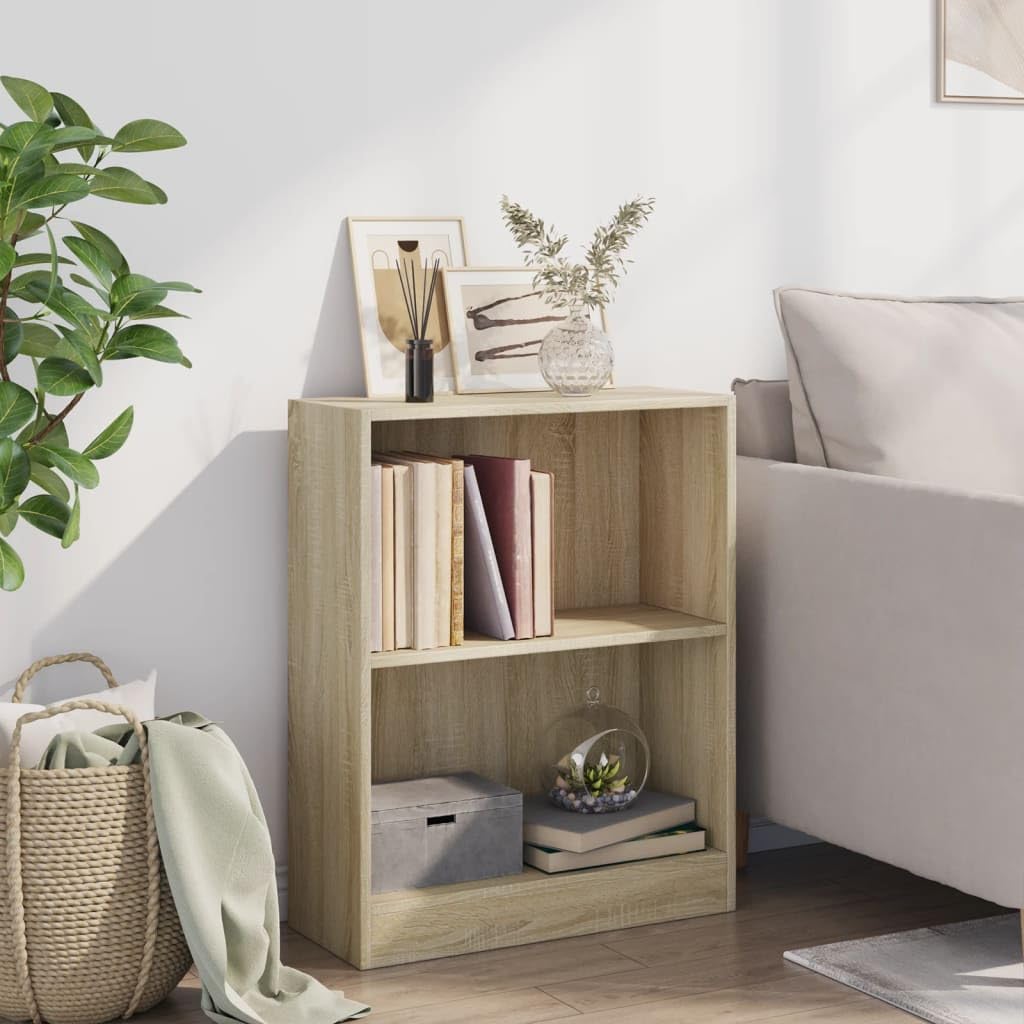 Générique Bücherregal aus Holz, 60 x 24 x 76 cm | 2 Ebenen, modernes Design, einfach zu montieren, Reinigung mit feuchtem Tuch, vielseitige Aufbewahrung