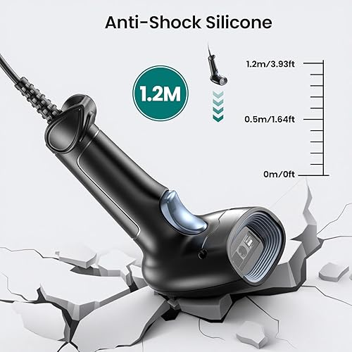 Miniatura 7 de Escáner de código de barras con soporte, Inventario con cable USB 1D 2D QR Escáner para computadora POS MAC con escaneo automático, lector de código