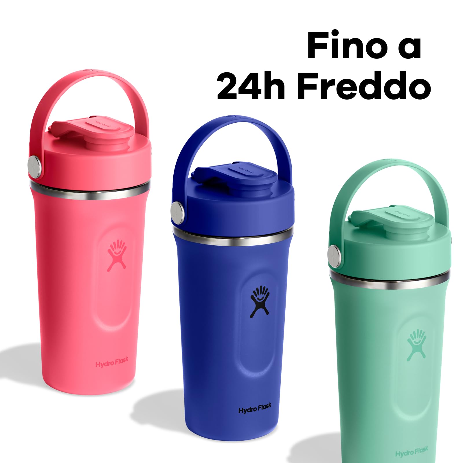 Hydro Flask - Insulated Stainless Steel Shaker Bottle 710 ml (24 oz) - Beccuccio a Chiusura Ermetica Flip Chug – Per Frullati Proteici e Integratori – Sfera Frusta – Freddo per 24 Ore - Popstar Pink