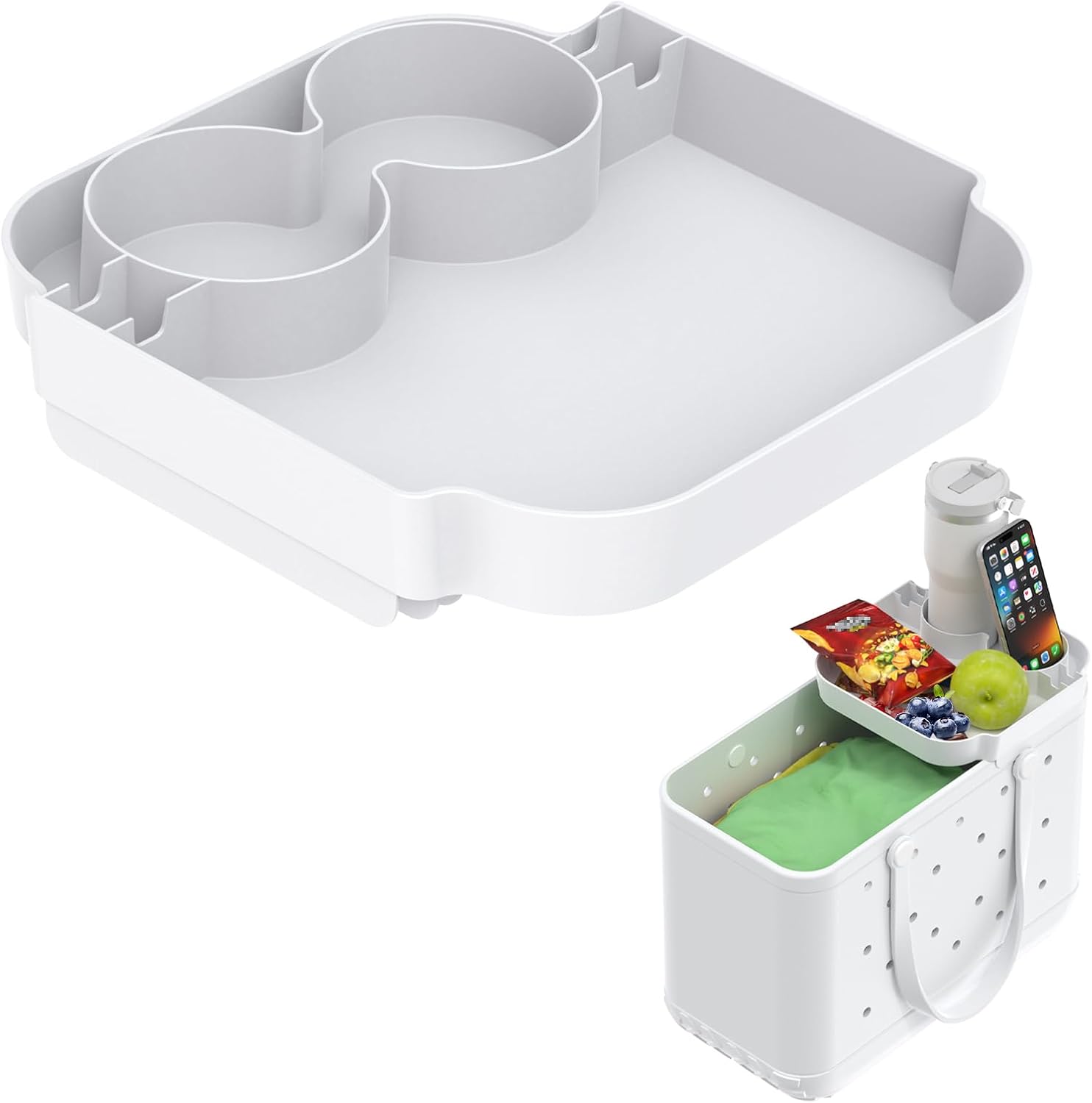 KMOUANTS Beach Bag Tray Holder Compatibility with Bogg Bag and Simple Modern Large BeachBag Beach Bags for Beach Bag Accessories (Color:White)