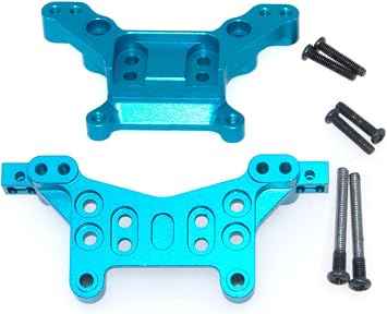Shock Tower Part Compatible with MJX Hyper GO 16207 16208 16209 16210 H16BM H16GT H16DR H16 1/16 Rc Car Front Rear Shocks Mount Aluminum Alloy Metal Upgrade 2Pcs(Blue)