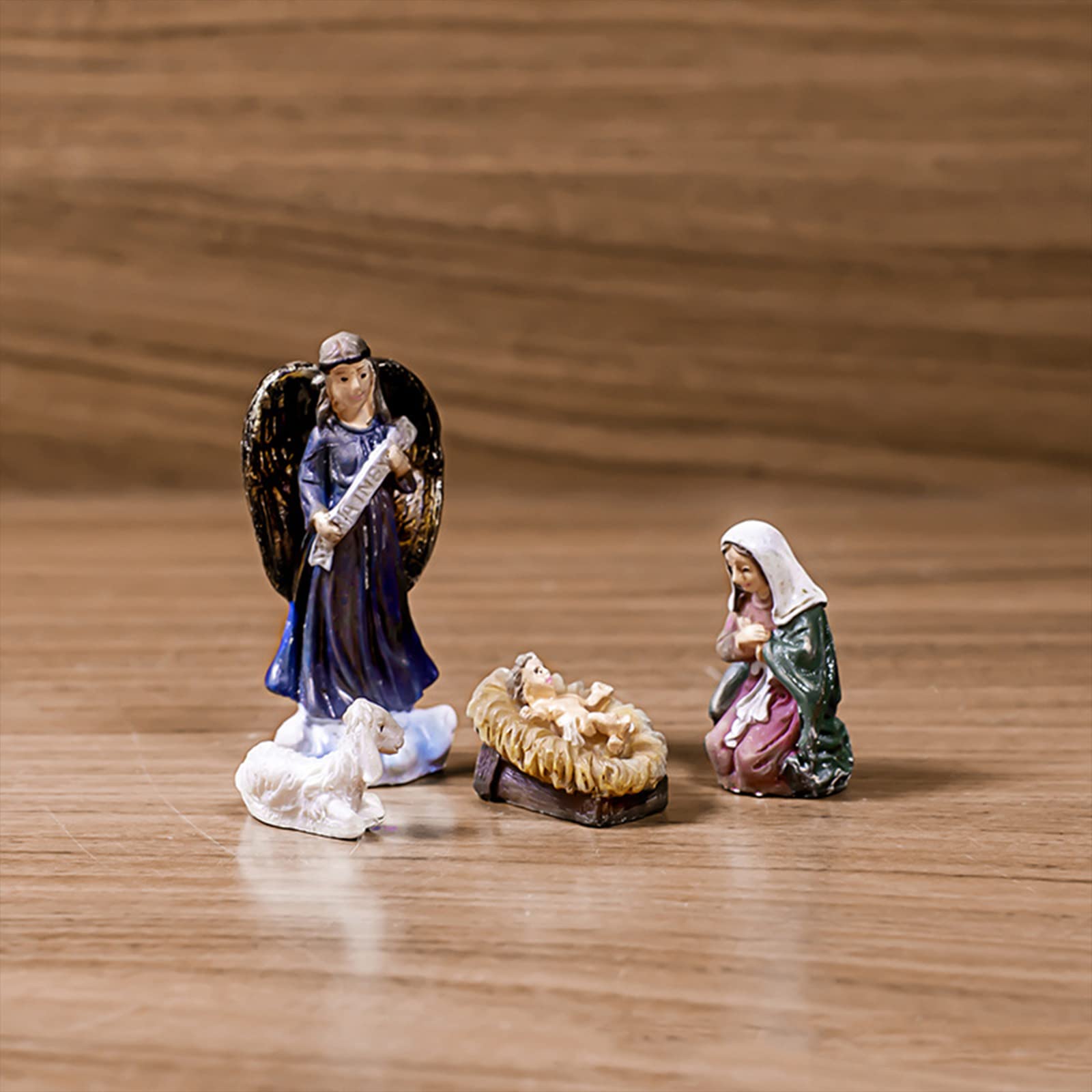 Presepe Di Natale In Resina – Scena Della Sacra Famiglia, Decorazione Artigianale