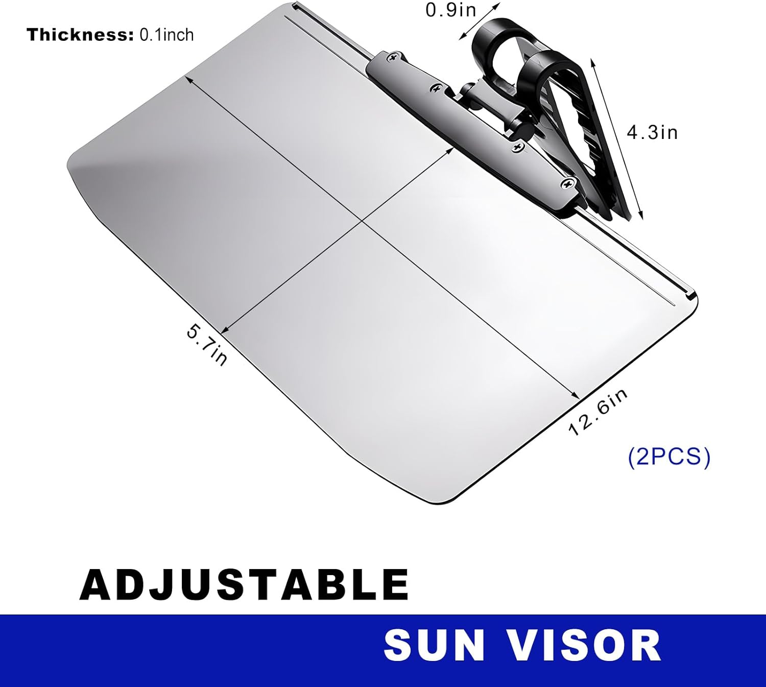 DXNQ 2PCS Sun Visor for Car, HD Anti-Glare Polarized Sunshade Extender Clip on Auto Sun Visor, Adjustable Vehicle Sun Shade Extension Protect from Sun Glare Snow Blindness UV Rays