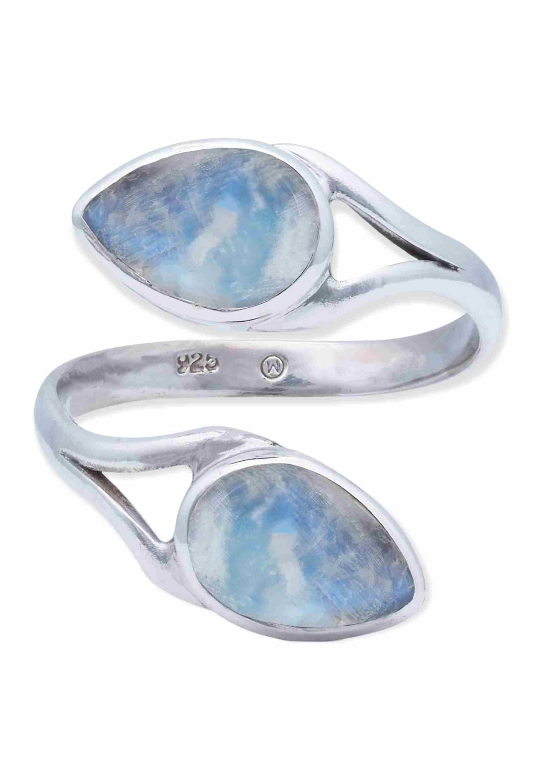 mantraroma Ring 925 Silber KARAI - größenverstellbar mit Edelstein