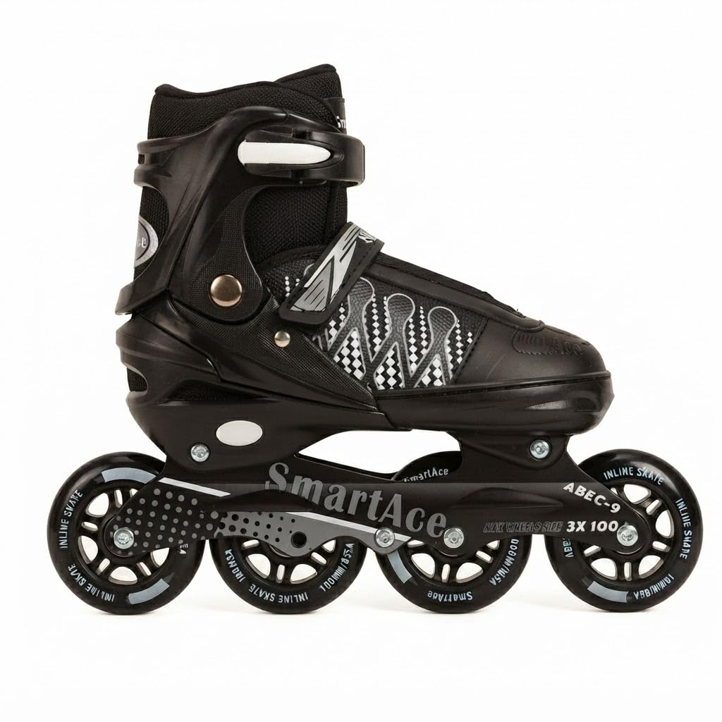 Smart Ace OMM 85A Inline Skates for Kids & Adults – Adjustable Roller Skates with ABEC-9 Bearings, 3x100mm Wheels, Outdoor Fitness Speed Skating Shoes, Black-image-8