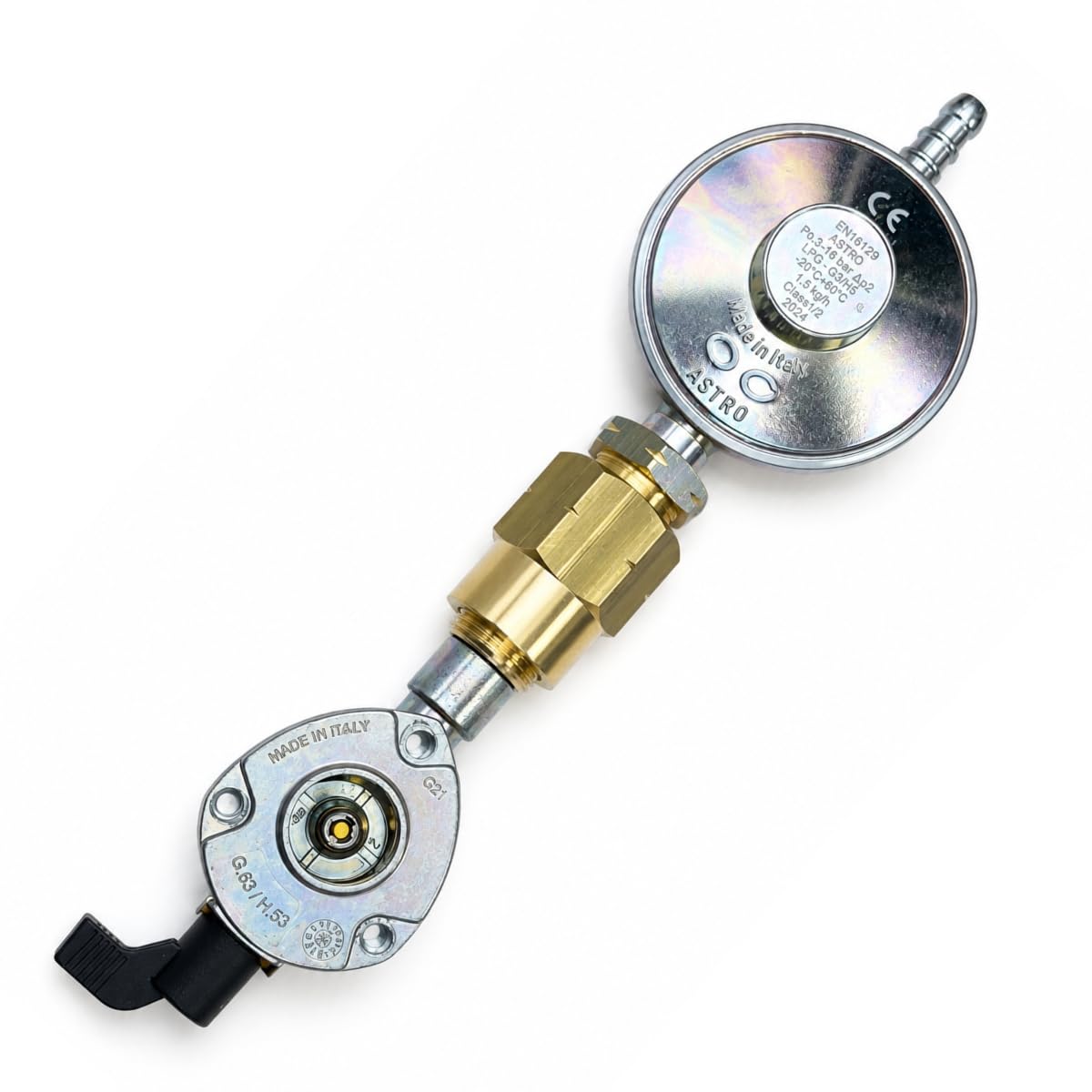 Zestaw adapterów do butli gazowej 21 mm z regulatorem gazu 37 Mbar i złączką do nakrętek