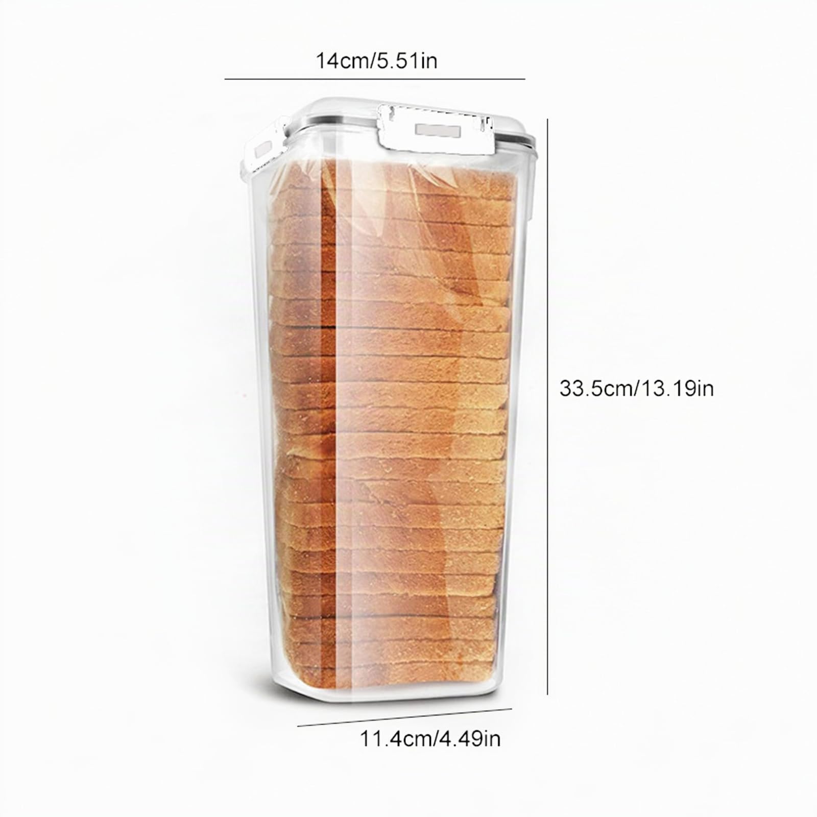 Sistema di cassetto per pane - Contenitore per pane ermetico 33,5 x 14 cm con coperchio per freschezza - Espandibile per pane tostato/pasticcieria - Senza BPA, igienico e poco ingombrante