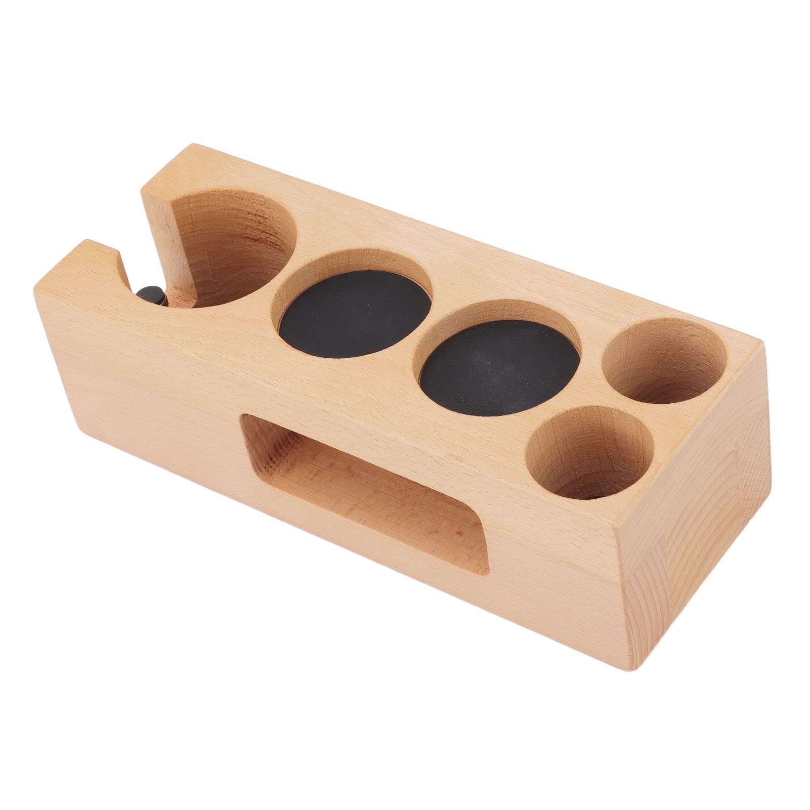Soporte Antideslizante de Madera para café con 5 Agujeros y Tapete, Ideal para Uso Doméstico y Cafeterías (L (Longitud: 43,3 pulgadas, Peso: 2,1 libras))