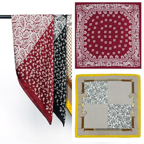 Versatile Shawl Cashew Flower Silk Scarf Large Scarf Silk Feeling Square for Men Women Multifunctional Head Scarf Uni2