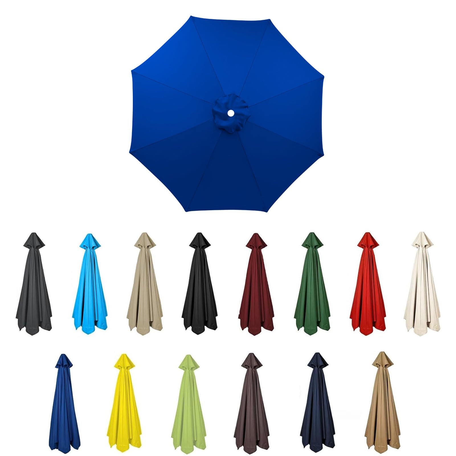 HonunGron Replacement Parasol Canopy Sun Umbrella Replacement Cloth For 2M 2.7M 3M, 6/8 Ribs, Garden Patio Umbrella Fabric Canopy Cover, UV50+, Waterproof (Royal Blue,8 ribs-2.7m(8.8ft))