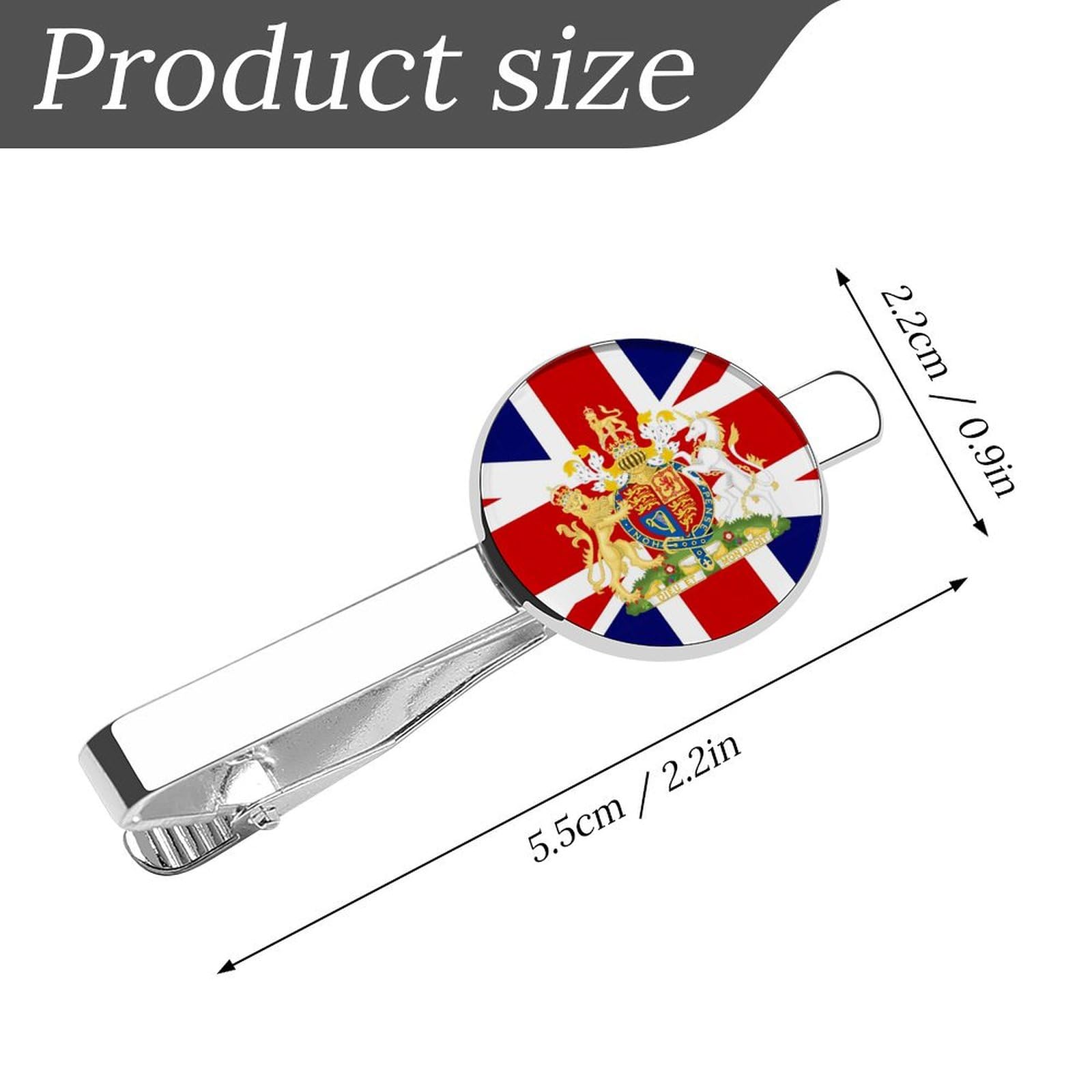 British Flag United Kingdom UK Tie Clips for Men 2pcs Tie Bar Set Silver Shirt Accessories Ties Clip Luxury Gift Ideas 5.5x2.2cm