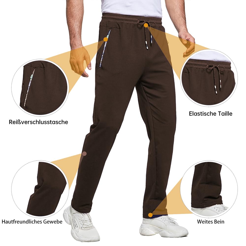 ZOXOZ Pantaloni Sportivi Uomo Cotone con Tasche Zip Elastico in Vita con Coulisse
